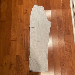 grey flared cargo sweatpants, size: XS